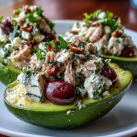 Mediterranean tuna salad stuffed avocados make a vibrant, healthy lunch bursting with fresh Mediterranean flavors.  