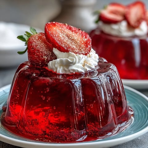 Valentine Strawberry Champagne Jello Shots with fresh strawberry slices and edible glitter for a festive, sparkling treat.