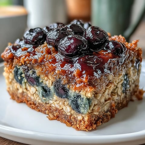 Wholesome blueberry oat breakfast bars with juicy berries baked into a chewy, golden oat crust—ideal for healthy snacking or quick breakfasts.