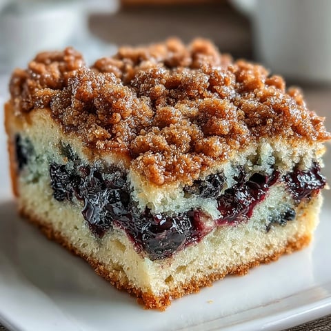 Lemon Blueberry Sourdough Coffee Cake Squares with golden streusel and juicy berries on a rustic wooden board.