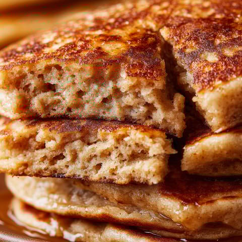 A stack of pancakes with syrup on top.