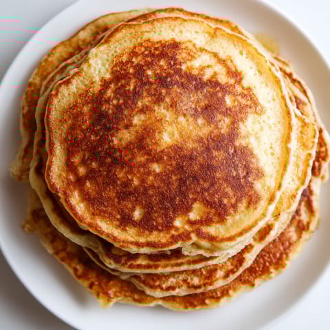 A stack of pancakes on a plate.