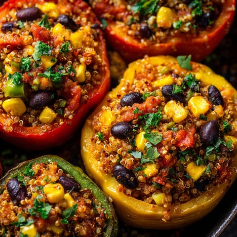 A close up of a red pepper with a yellow and green pepper in the background.