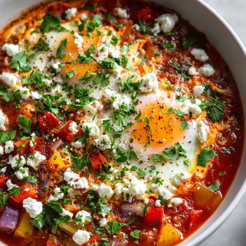 A bowl of food with eggs and vegetables.