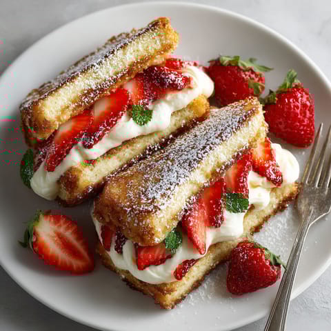 A plate of fried strawberry cheesecake sandwiches.