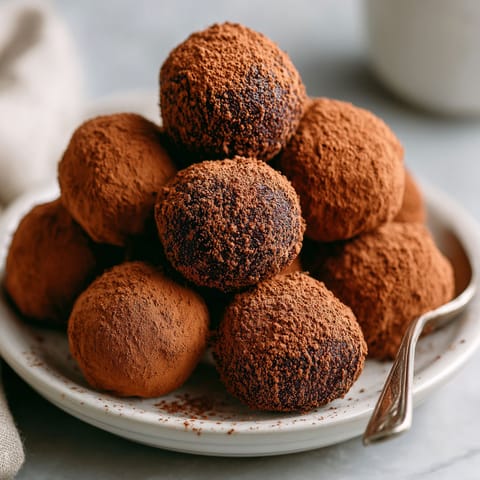 A plate of chocolate balls.