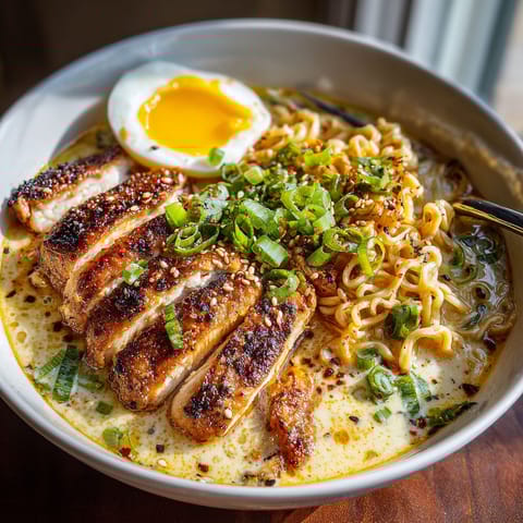 A bowl of noodles with chicken and vegetables.