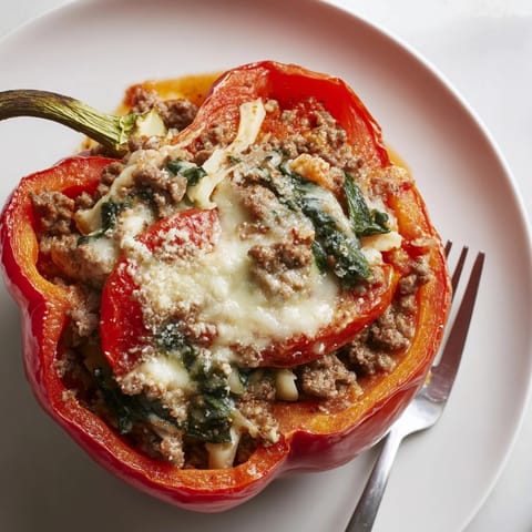 Hearty Lasagne Soup Stuffed Bell Peppers, filled with cheesy ricotta, pasta for dinner.