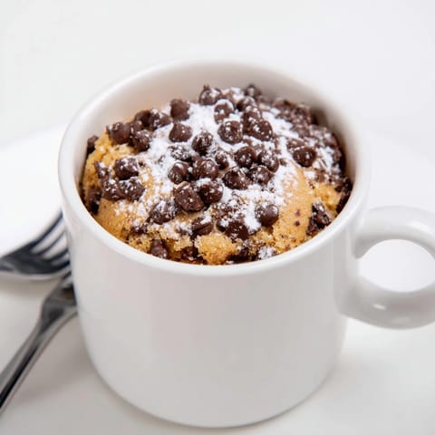 Warm and fluffy microwave mug cake; a single serving treat, perfect for a fast sweet craving.