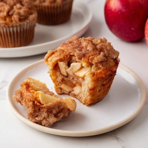 Warm Cinnamon Apple Muffins with tender apple pieces, perfect for a cozy morning breakfast or snack.