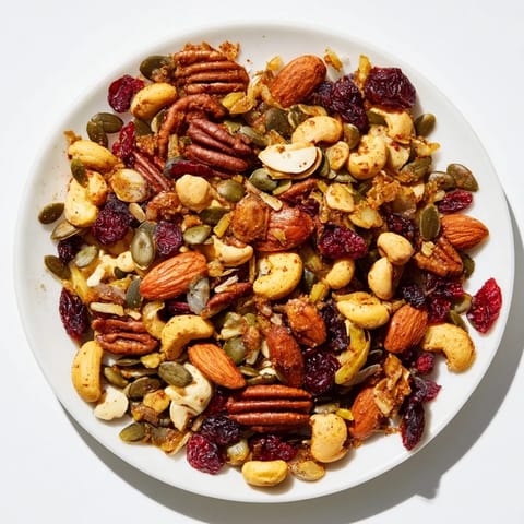 Close-up of a delightful Nutty Nosh Squirrel Snack Mix, a gluten-free trail mix snack.