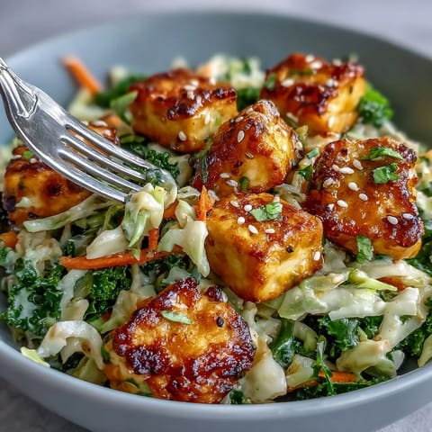 Healthy plant-based Tofu Egg Roll in a Bowl, ready to serve hot.