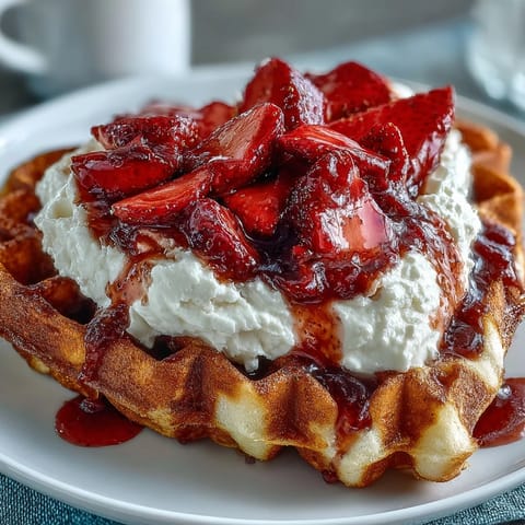 Strawberry Heart Waffles Delight