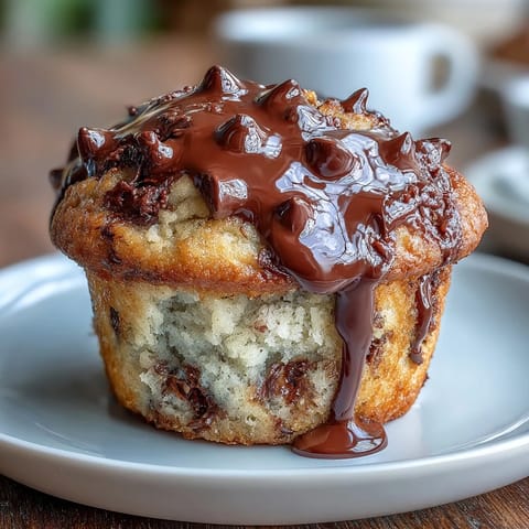 Fluffy banana muffins made with tangy sourdough discard, studded with melty chocolate chips, and baked to golden perfection.  