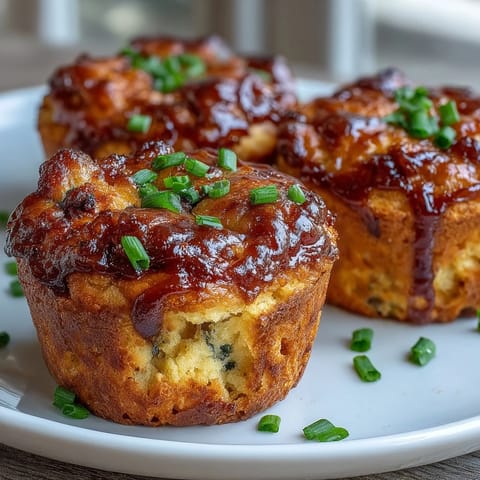 BBQ baby shower cornbread muffins, golden and tender with a smoky barbecue swirl, perfect for festive gatherings.  