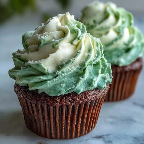 Festive green velvet cupcakes with rich cream cheese frosting, perfect for St. Patrick's Day celebrations and family gatherings.