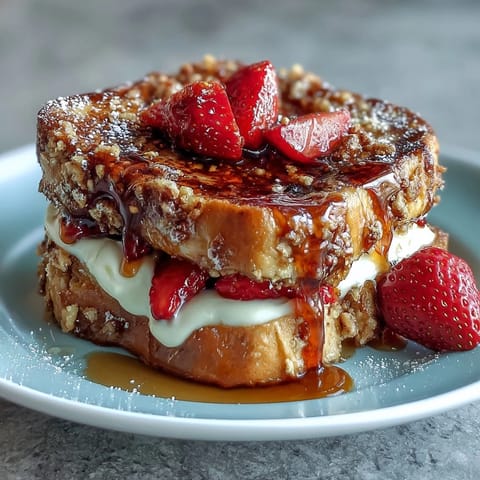 Spring Brunch Strawberry French Toast Bake with golden custard and juicy strawberries, baked to perfection and ready for a festive morning meal.