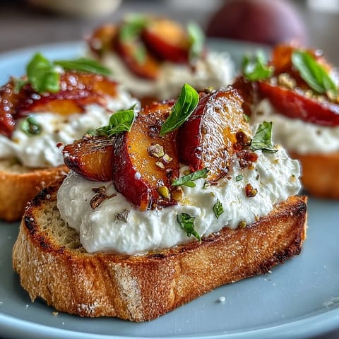 Honey Peach Burrata Toast Brunch