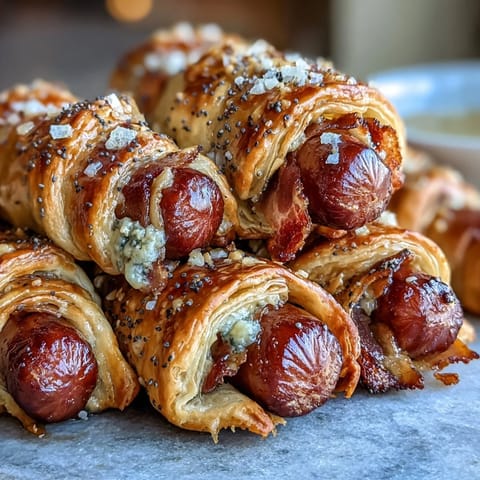 Golden-baked mini pigs in a blanket with flaky crescent dough, served with tangy honey-mustard dipping sauce.  