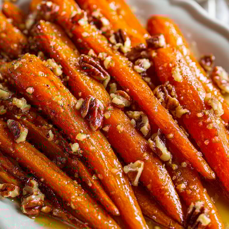 A plate of carrots with nuts on top.