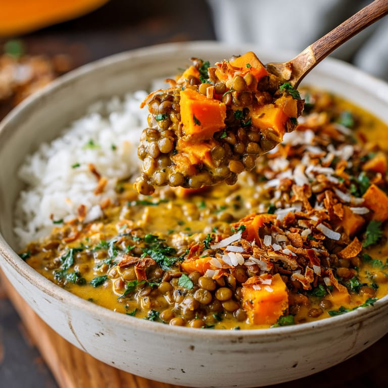 A bowl of food with a spoon in it.