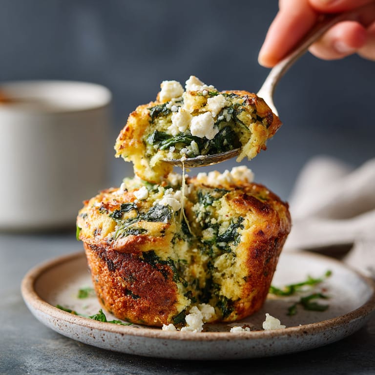 A person is eating a muffin with a spoon.