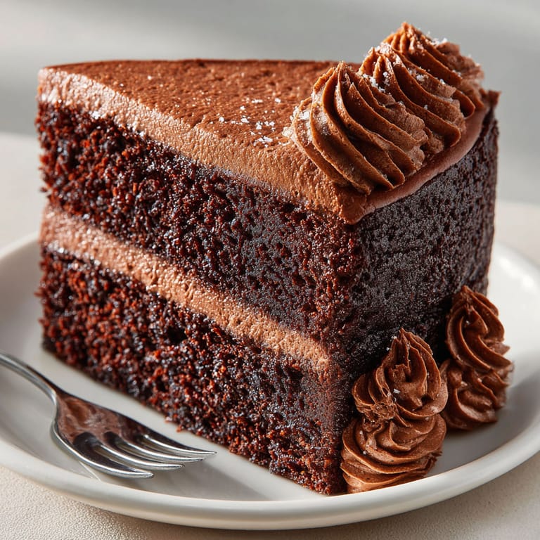 A slice of chocolate cake with whipped cream on a plate.