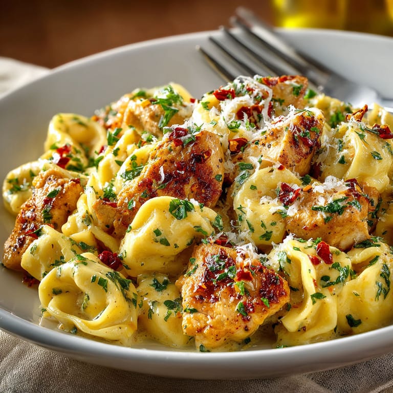 A plate of food with chicken and pasta.