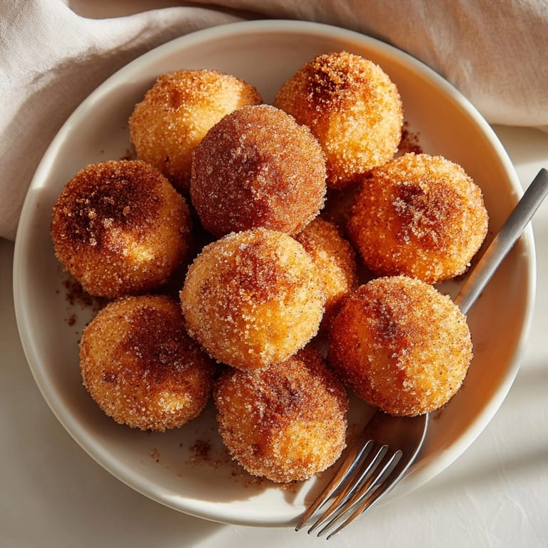 Crispy on the outside, light inside: air frying makes these Pumpkin Spice Donut Holes delectable.