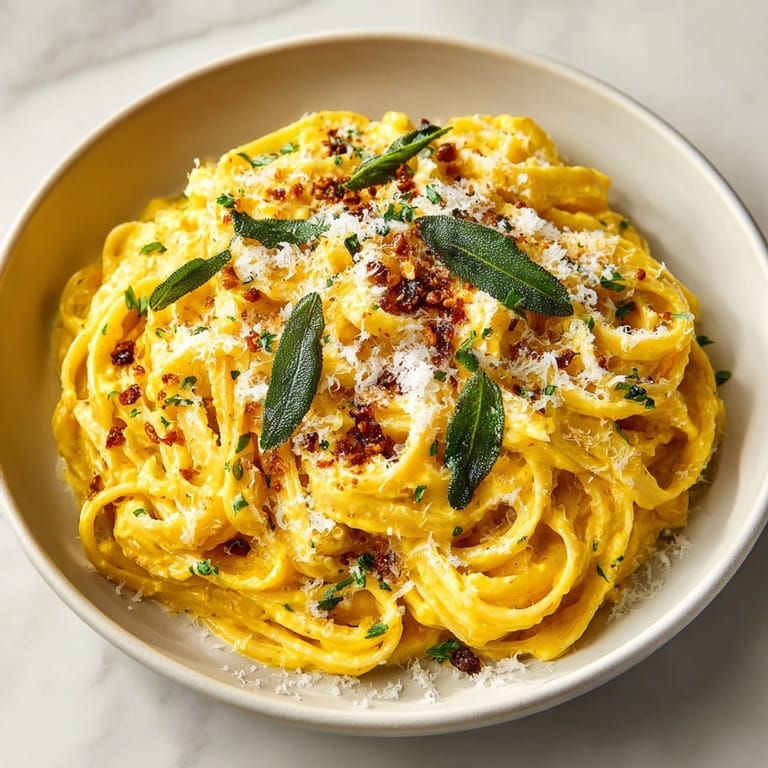 Homemade Creamy Pumpkin Sage Pasta: a comforting, savory, and visually appealing autumn dinner.