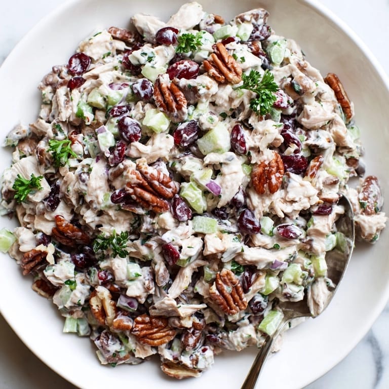 Easy Cranberry Pecan Chicken Salad recipe: sweet, savory, and ready in minutes!