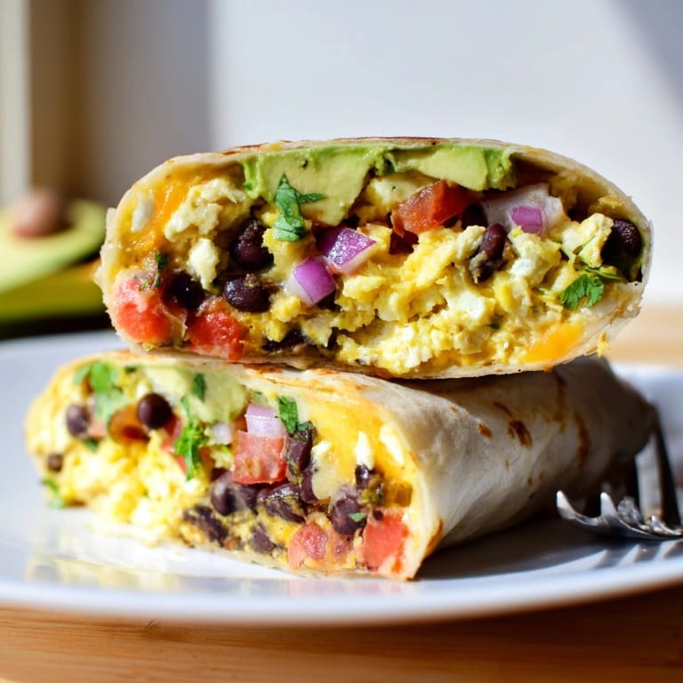 Warm, toasted Avocado Southwest Breakfast Burrito; imagine zesty lime and a spicy kick.