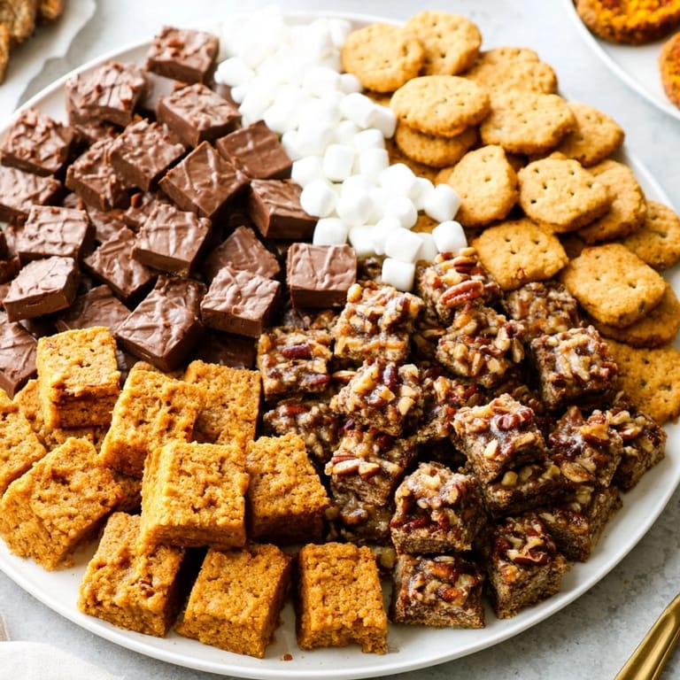 Golden pumpkin spice and pecan shortbread cookies on a Thanksgiving Fudge Cookie Tray.