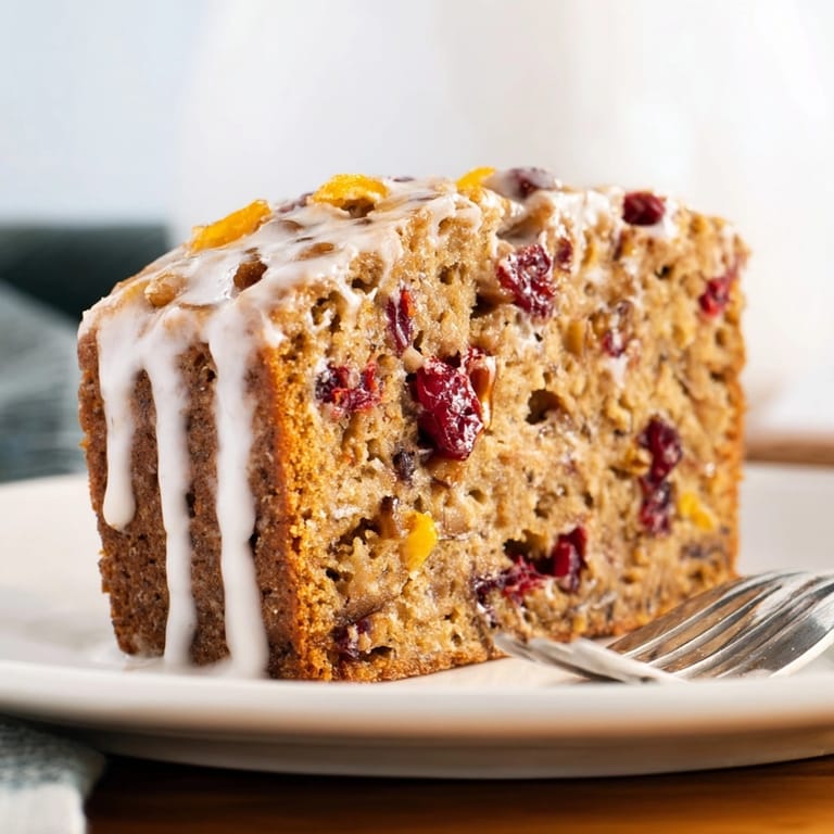 Slices of Ginger Cranberry Dutch Holiday Snack Loaf reveal festive cranberries and ginger.