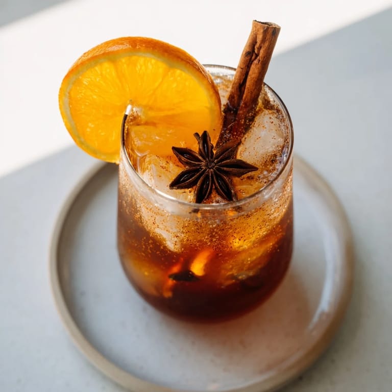 Refreshing non-alcoholic chai drink with spices, citrus, and sparkling delight.