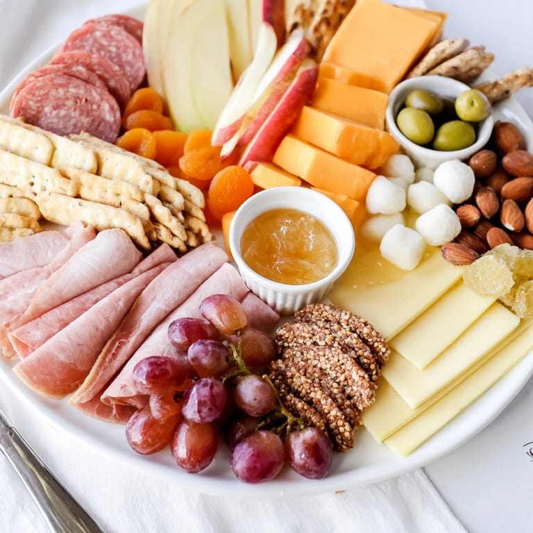 Colorful charcuterie board adorned with chewy mochi donut holes for a unique touch.