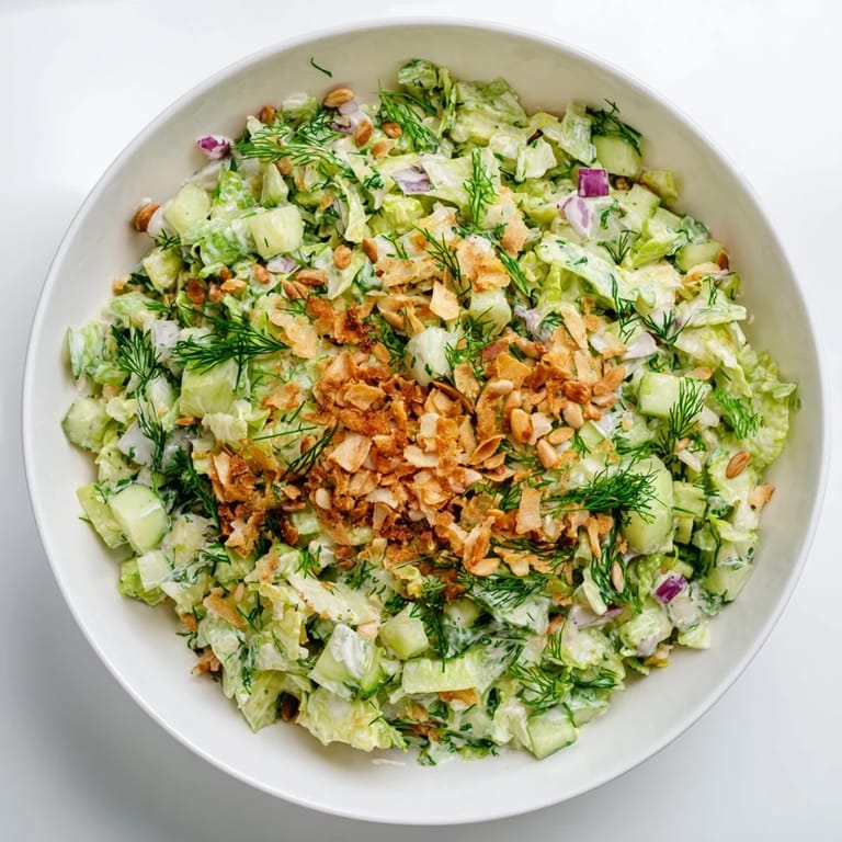 Zesty Dill Pickle Chopped Salad Crunch garnished with sunflower seeds for delightful texture.