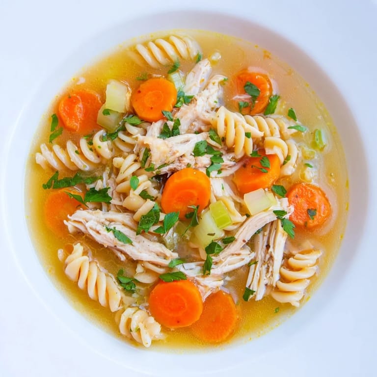 Imagine the aroma: a close-up of slow-cooked Crockpot Chicken Noodle Soup with fresh parsley garnish.