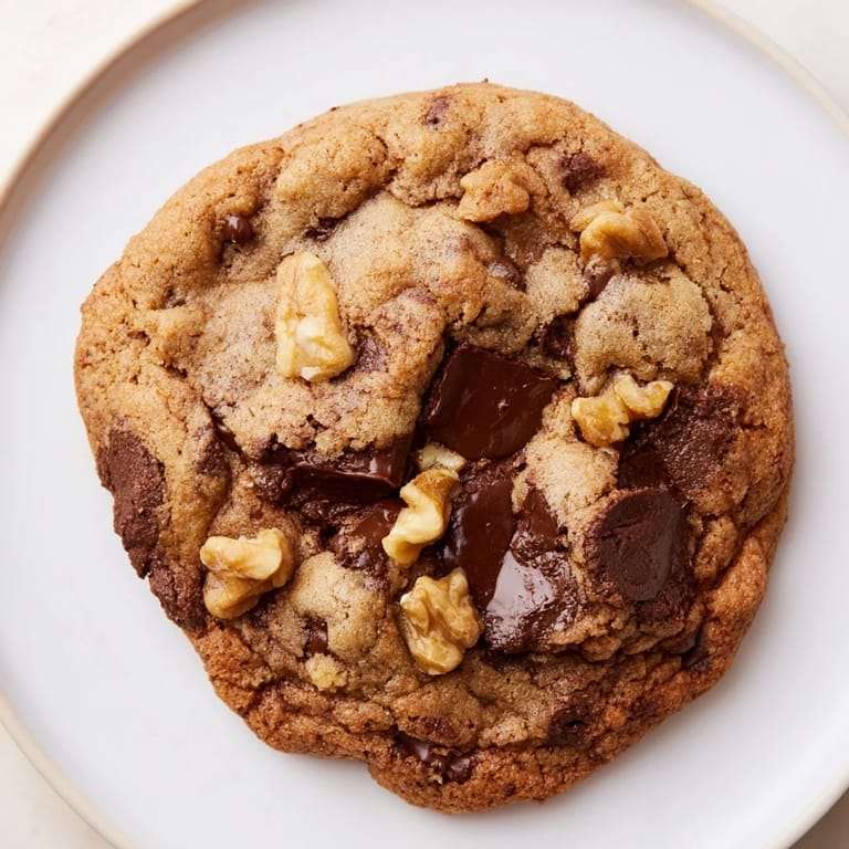 Golden-brown, freshly baked protein chocolate chip cookies, tempting with gooey chocolate chips.