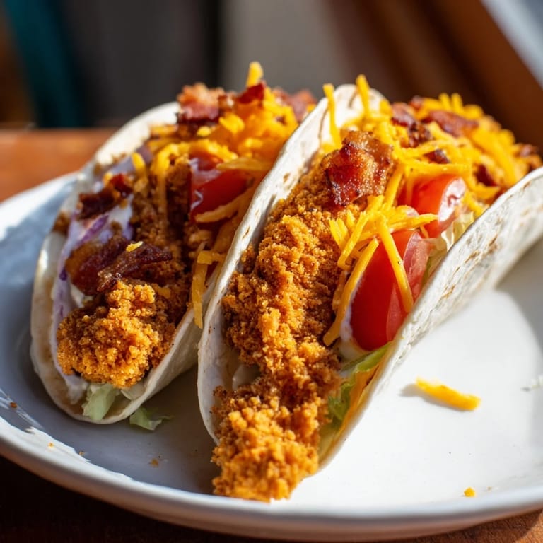 A delicious close-up of a perfectly constructed crispy chicken bacon ranch wrap, cut in half.