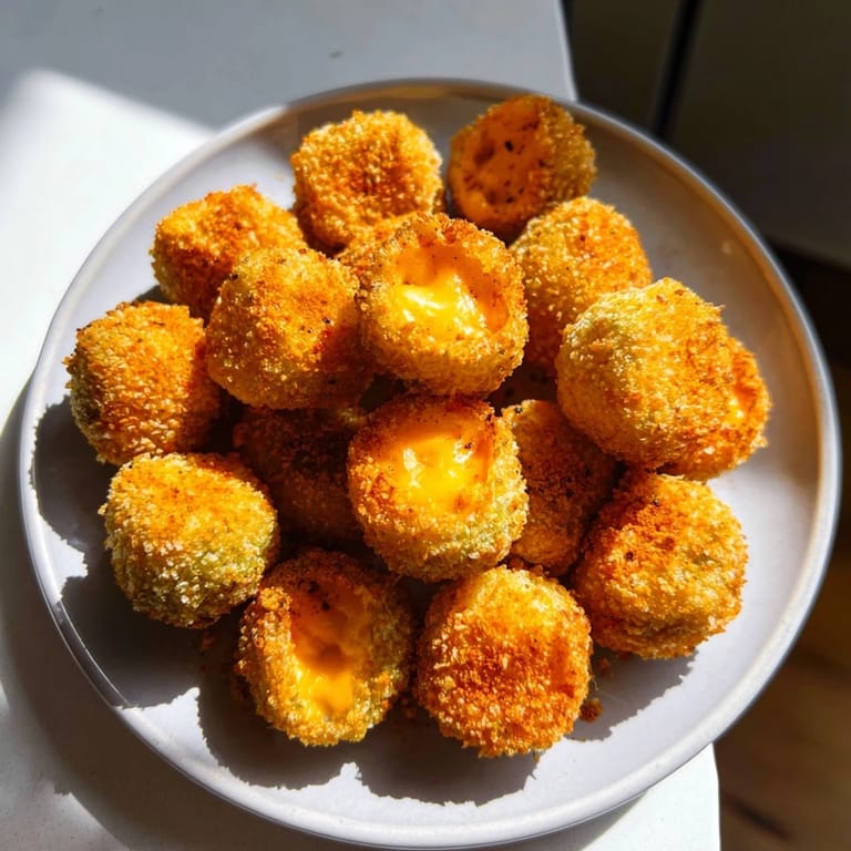 Close-up shot showing sizzling cheese-wrapped pickle ornaments, ready to be enjoyed as a festive appetizer soon!