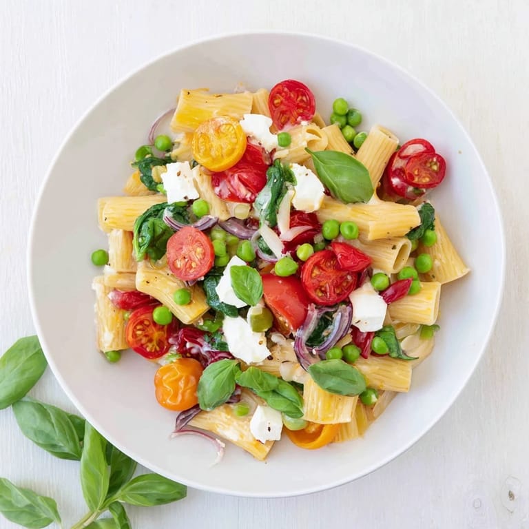 Creamy, melted feta cheese blends into pasta of the one-pan baked feta Christmas pasta recipe.
