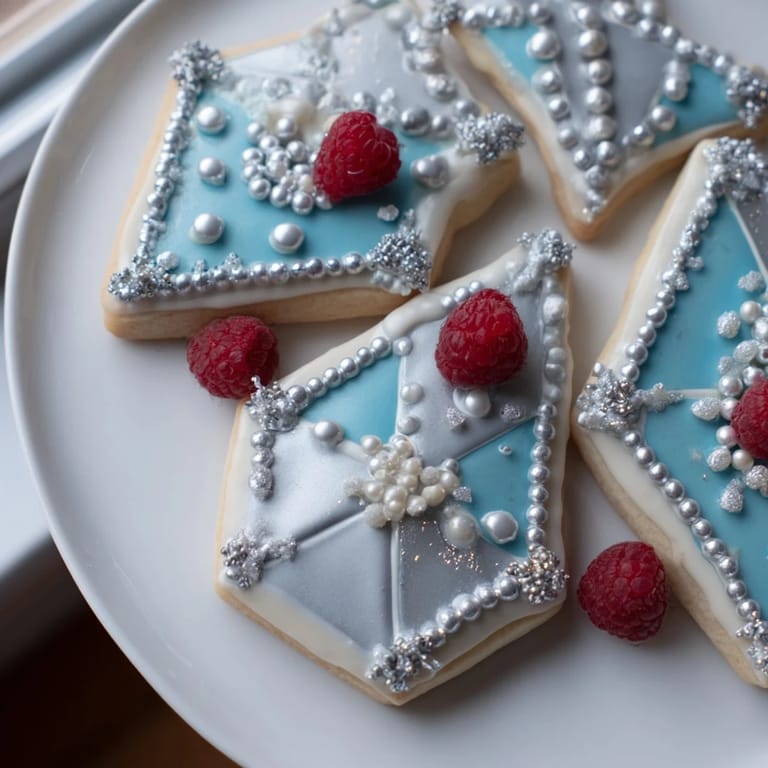 This beautiful Engagement Ring Diamond dessert tray presents delicate cookies, frosted with jewel-toned icing, perfect for celebrations.