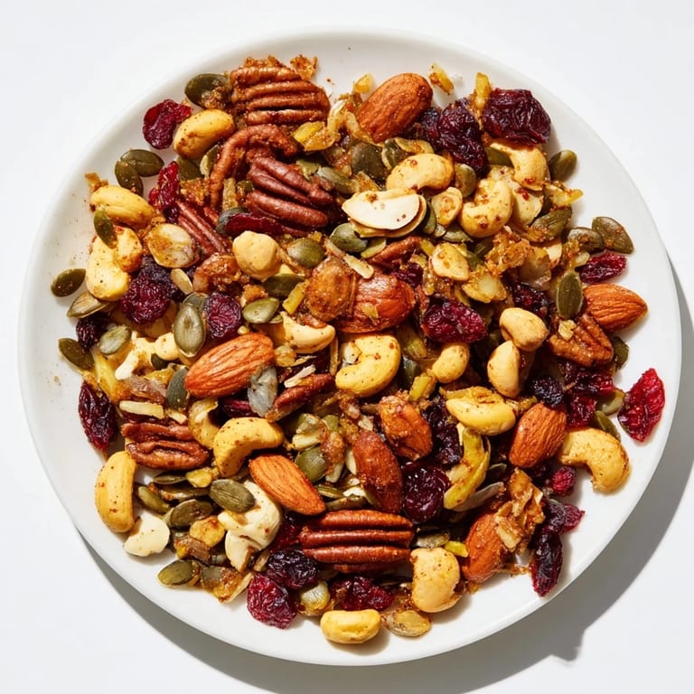 Close-up of a delightful Nutty Nosh Squirrel Snack Mix, a gluten-free trail mix snack.