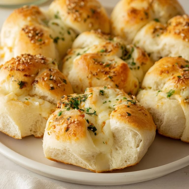 Cheesy, herb-filled Festive Pull-Apart Bread Wreath, ready to enjoy warm from the oven with family.