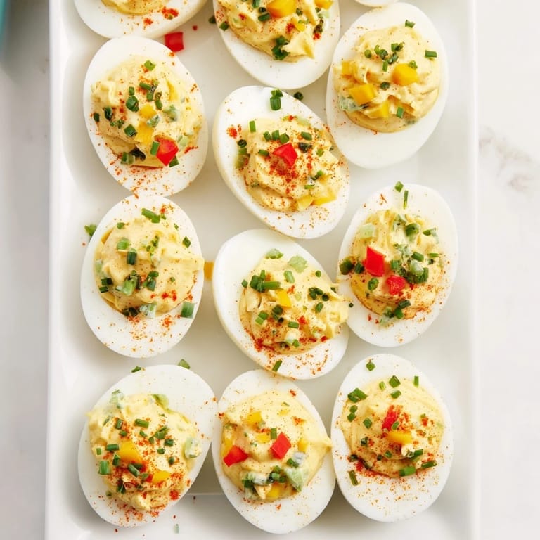 A delicious Christmas Tree Deviled Eggs appetizer, artfully arranged and garnished for holiday celebrations.