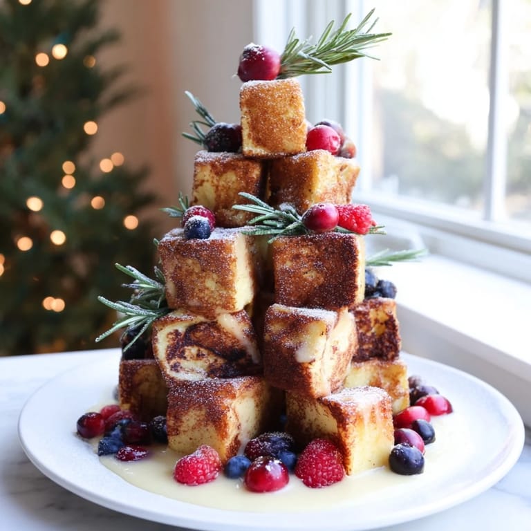 Fresh berries and rosemary accent this beautiful, delicious Eggnog French Toast Bites brunch creation.