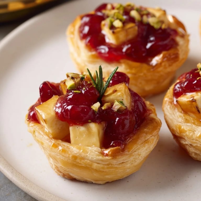Warm, creamy Brie filling bursts from mini tartlets to compose a stunning Cranberry Brie Tart Wreath appetizer.
