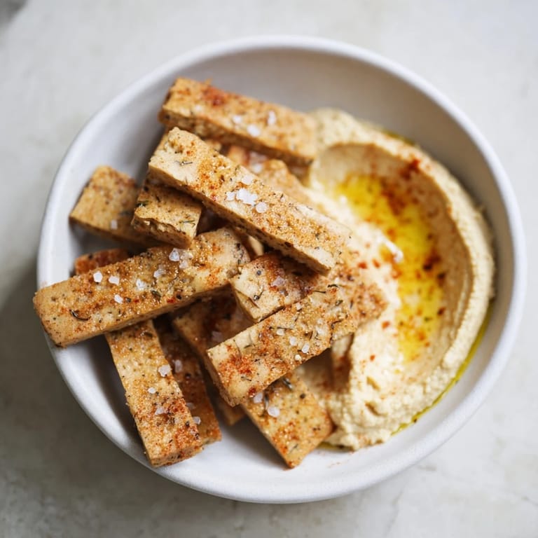 A close-up shows crunchy Holiday Crackers and smooth hummus, an easy and delicious appetizer spread.