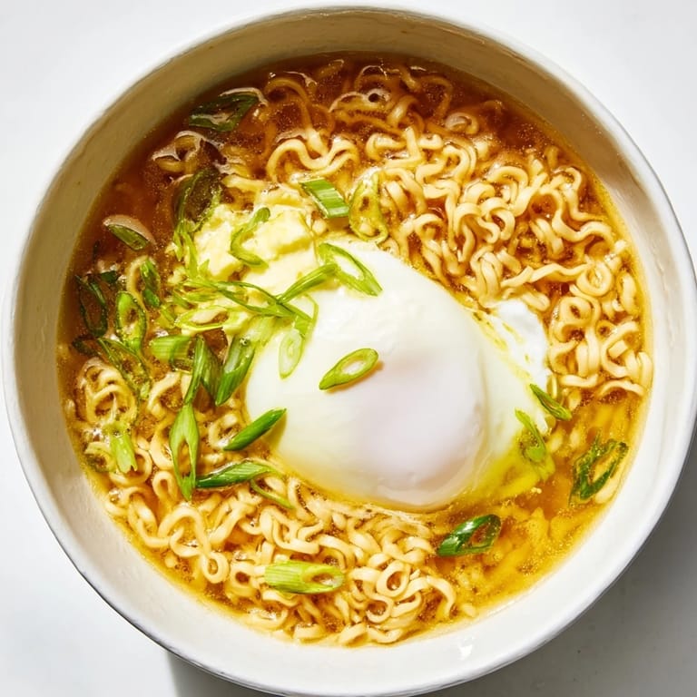Enjoy a quick and tasty bowl of upgraded instant ramen with butter and chili flakes.